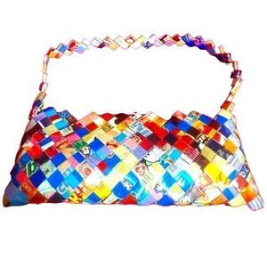 Nahui Ollin Woven Candy Wrapper Bag Colorful Shoulder Bag‎ Unique Handmade Purse